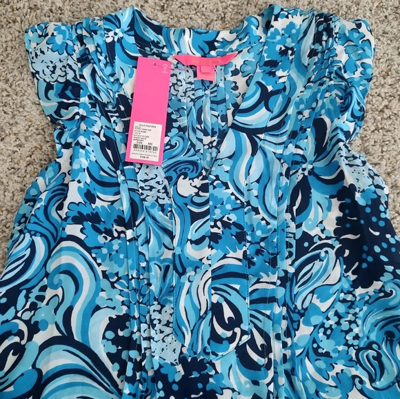Lilly Pulitzer Joan Top Resort White Mermazing New With Tags - Picture 3 of 4